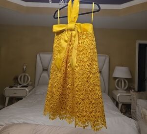 ASOS Yellow Lace Backless Dress